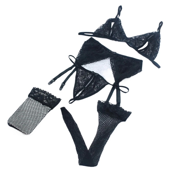 Lace Bralette Set - Lace Women Lingerie Set 4 Pcs
