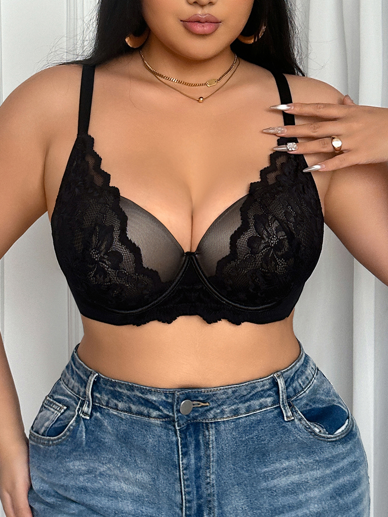 Wide Strap Plus Size Women Bra – обзор и цена Plunge Bra Push Up