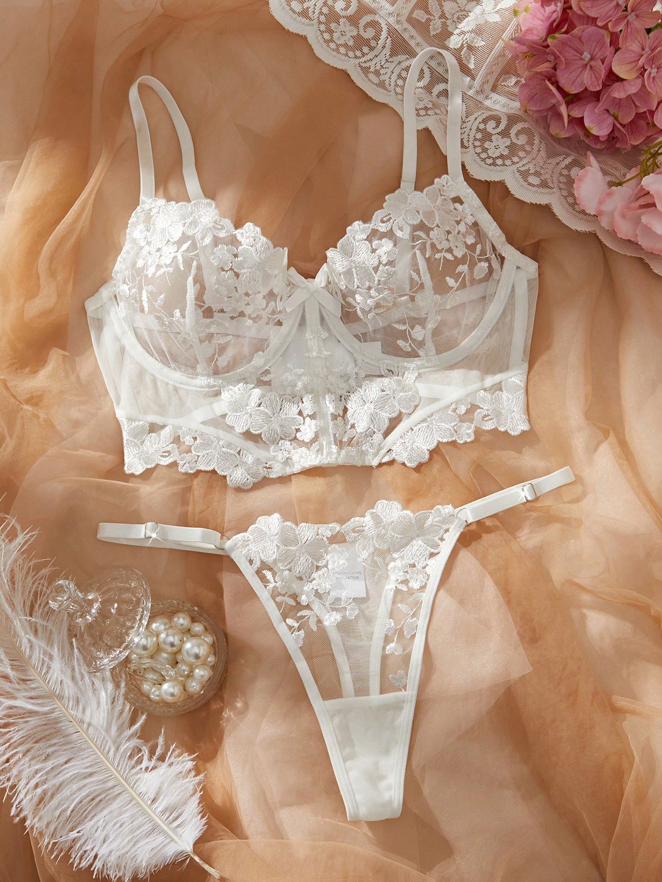 Romantic White Floral Lace Lin – обзор и цена Sheer Bra Lace