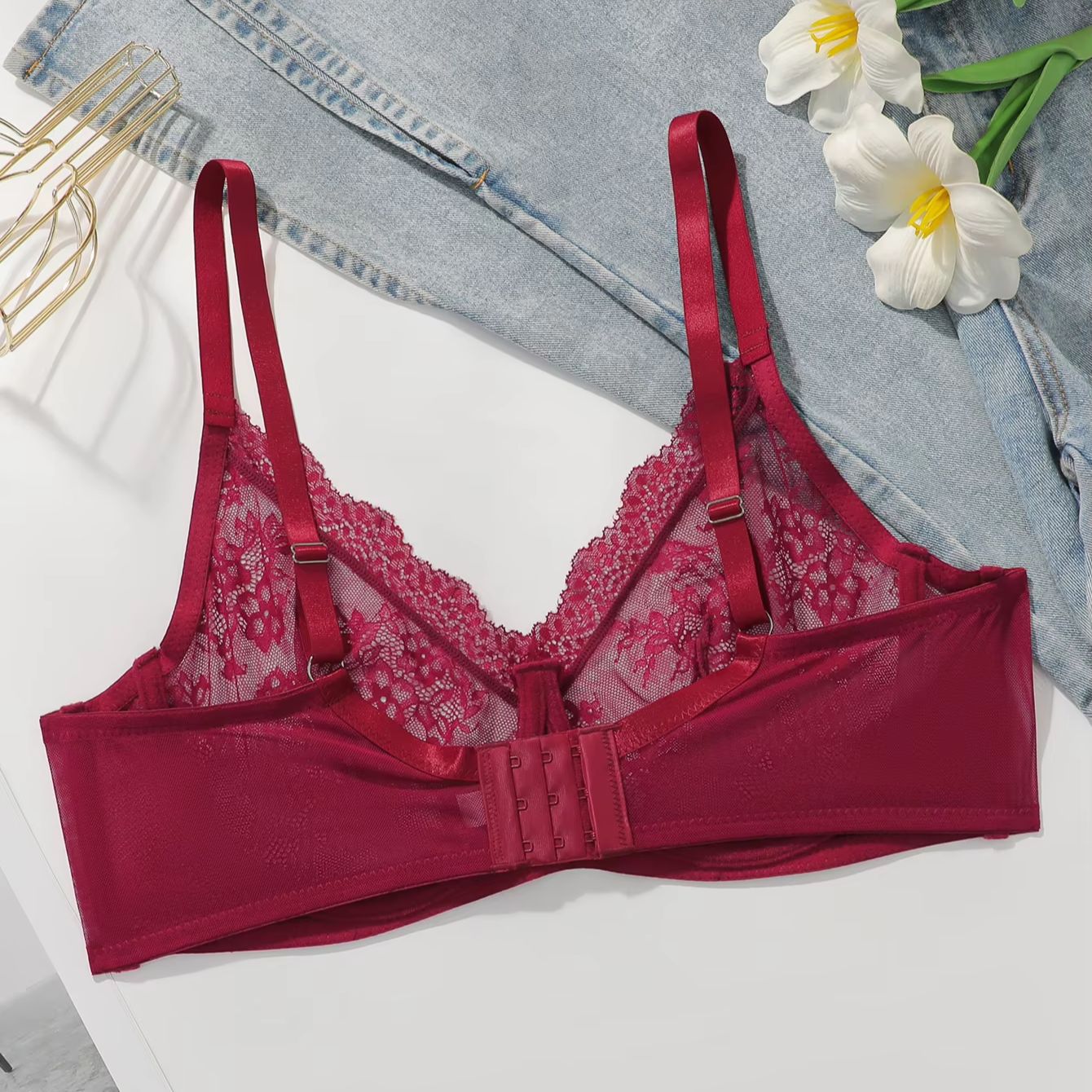 Women Plus Size Red Lace Sheer – обзор и цена Sheer Mesh Bra