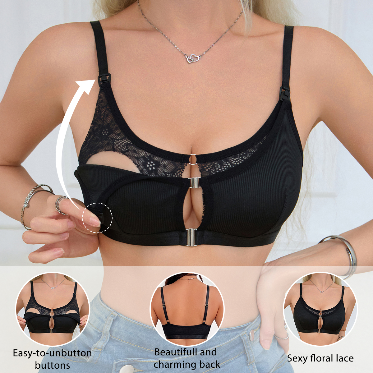 Black Comfortable Front Clasp  – обзор и цена Nursing Bra Clip