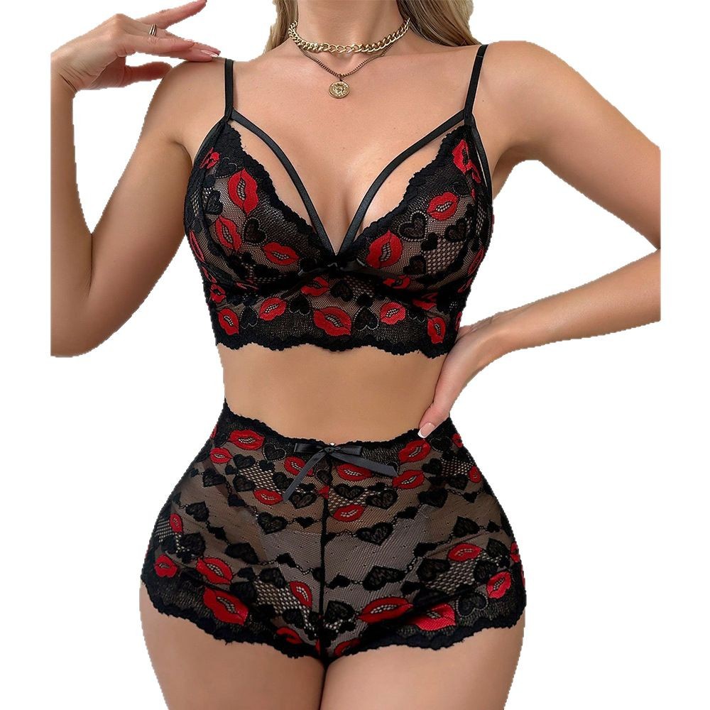 Babydoll Lingerie Set Red Lips – обзор и цена Sheer Mesh Bra