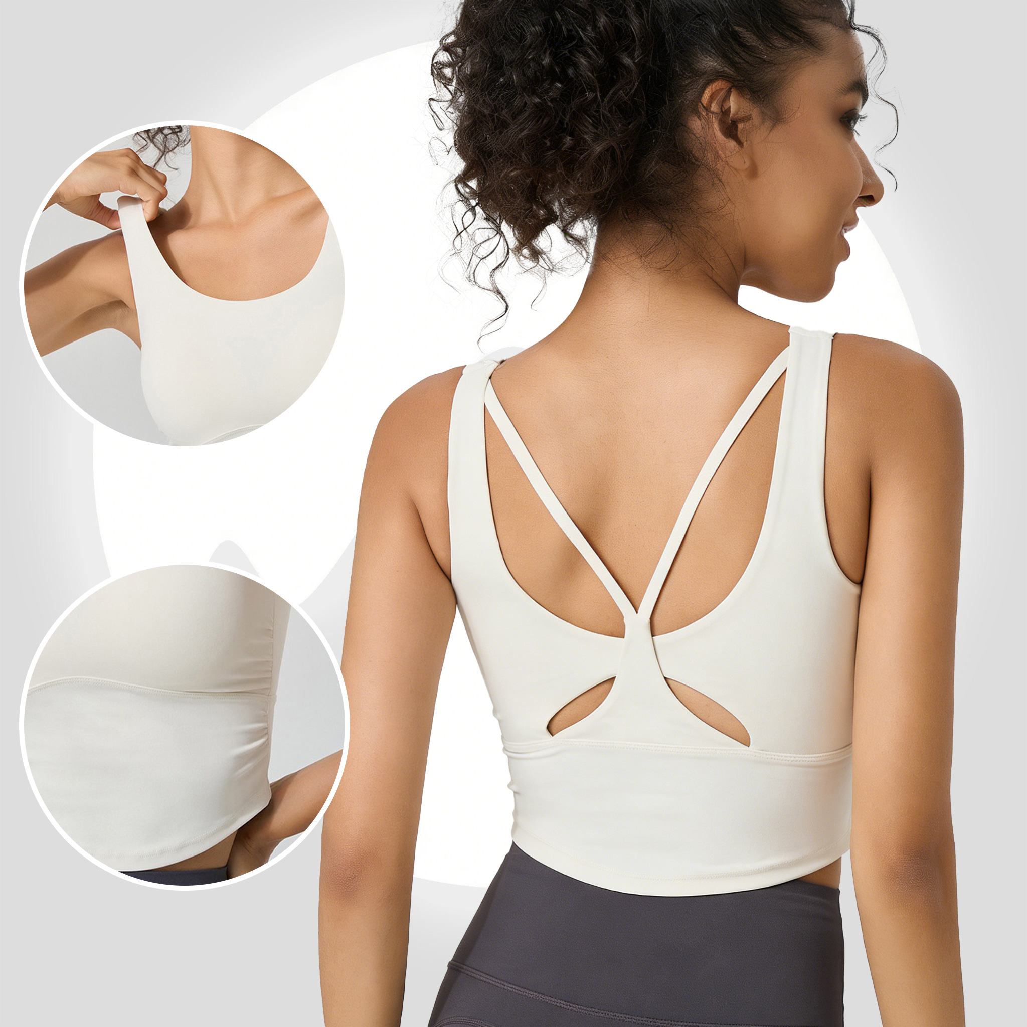 Women's Fixed Cup Yoga Sports  – обзор и цена Sports Bra Racerback