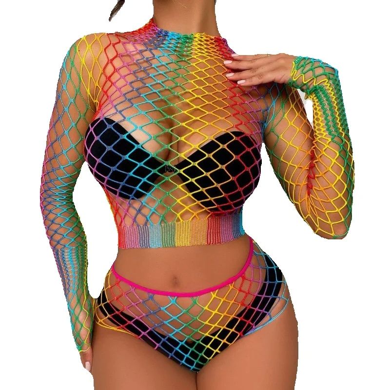 Sexy Rainbow Mesh Lingerie Set – обзор и цена Sheer Mesh Bra