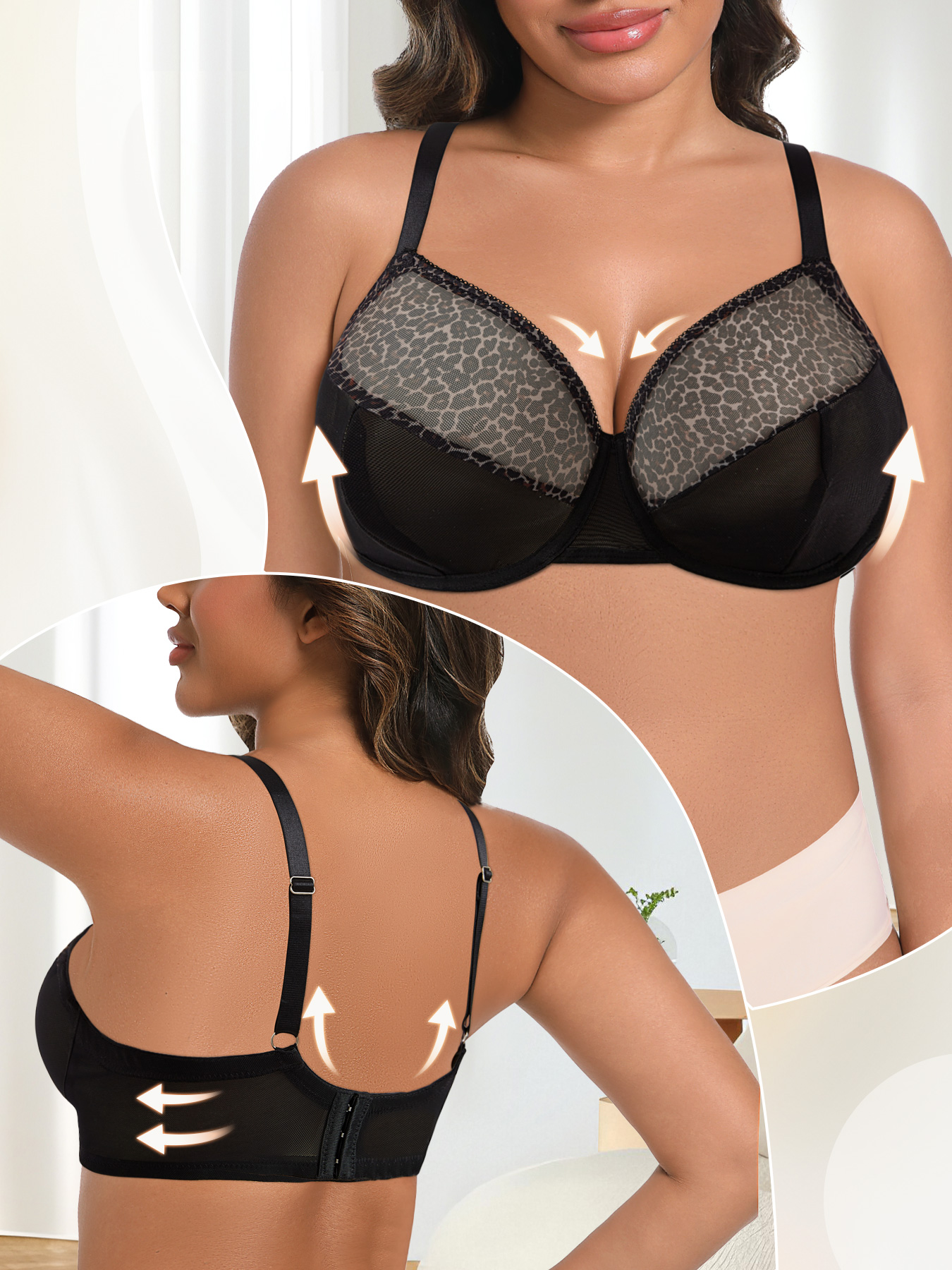 Plus Size Sexy Leopard Print & – обзор и цена Sheer Bra Lace